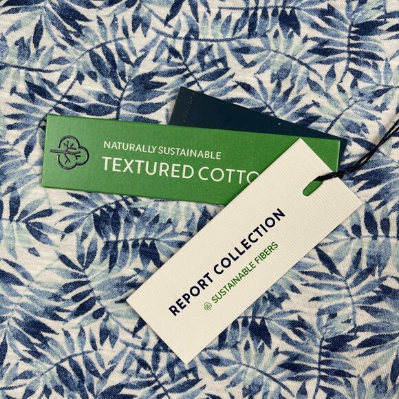 Report Collection Shirt Men Medium Blue Camp Hawaiian Tropical Sustainable NEW - Picture 4 of 8